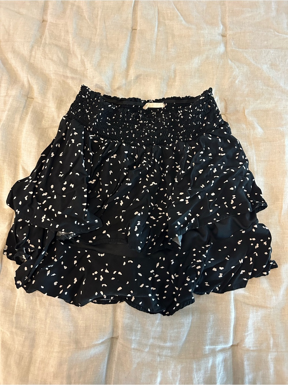 Altar'd State Black Mini Skirt with White Spot Print